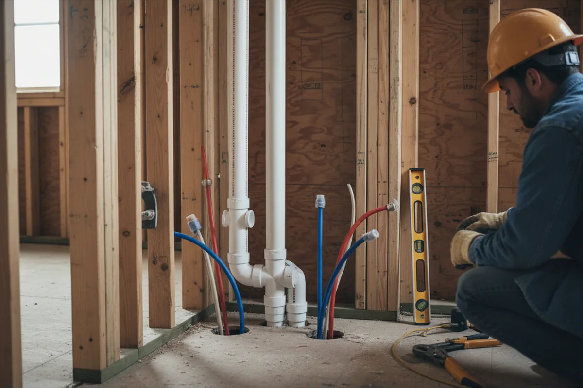 Drain and supply rough-in during Sump Pump Repair in Lock Haven