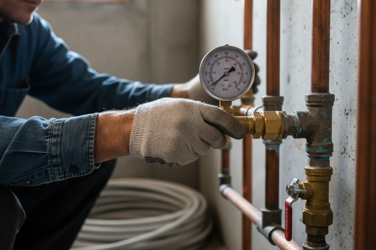 Pressure testing a repaired line during Water Line Repair in Lock Haven